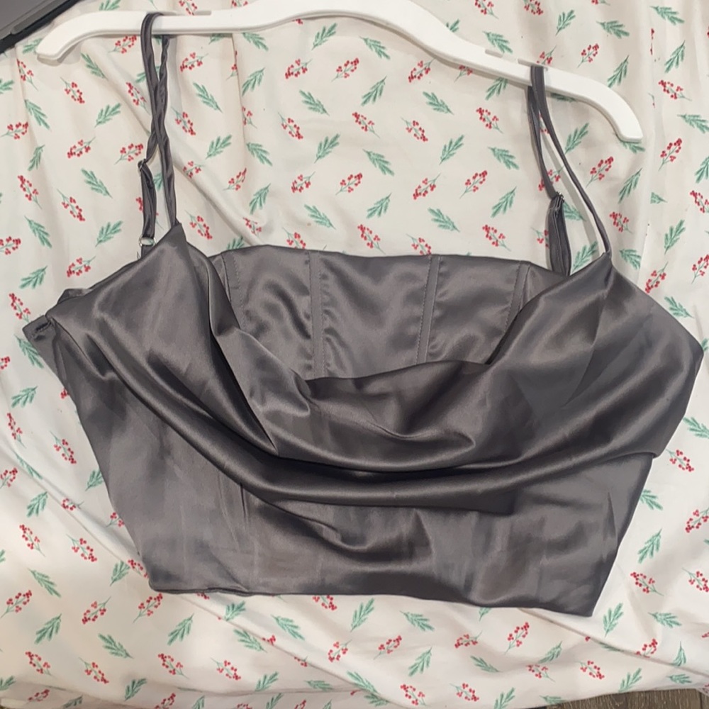 Silky Gray Corset Top